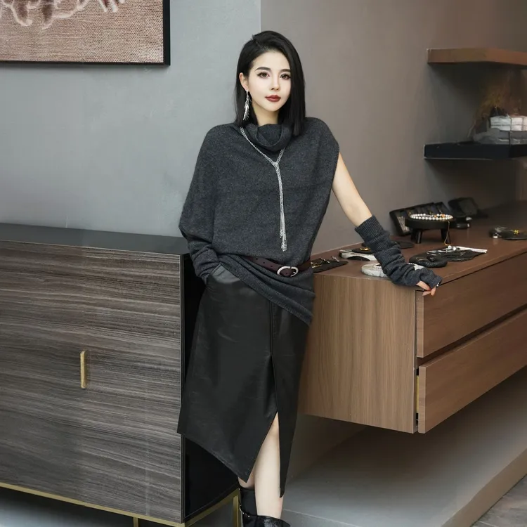 POPULARYW【檐雨寒枝】Z·R上品屋 法式气质不规则设计感袖套毛衣