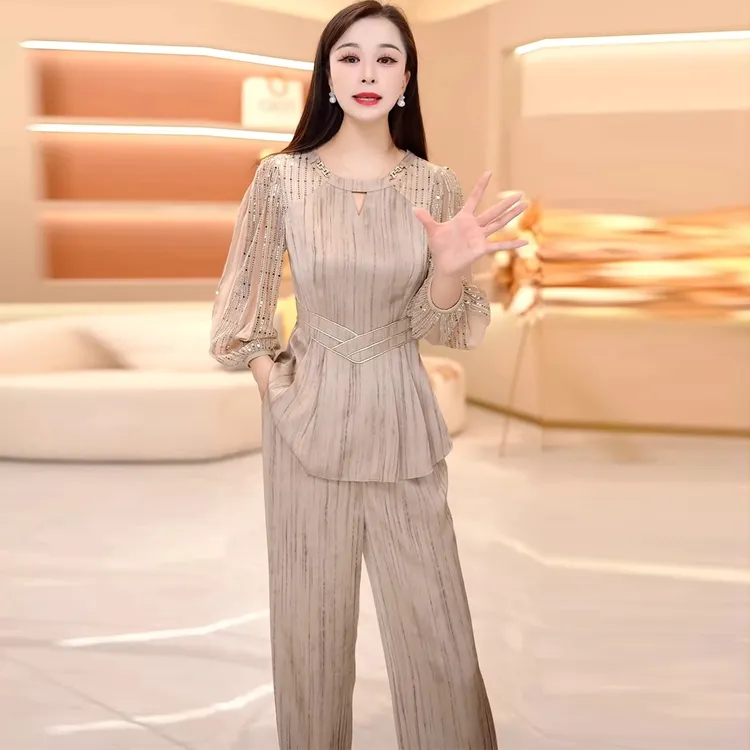春秋季新款套装两件套时尚优雅减龄洋气套装气质中年女大码套裤子