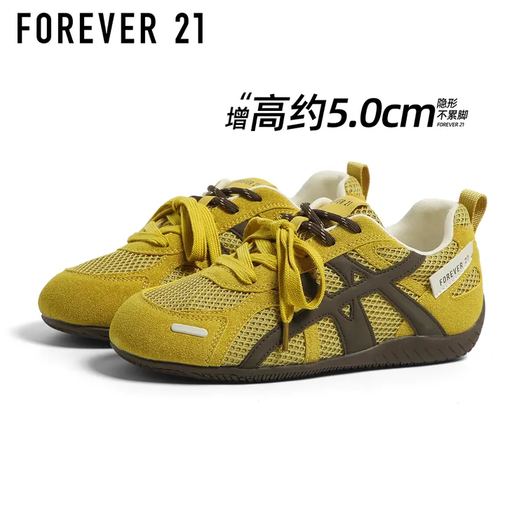 F21秋季新款网面增高复古德训鞋透气时尚潮流休闲鞋低帮通勤女鞋