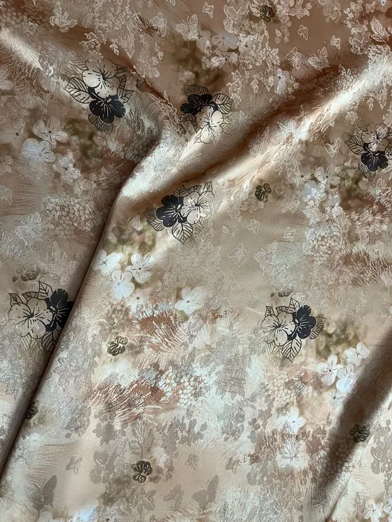 【金枝玉叶】布头时装面料花萝香云纱提花绢纺莨纱重磅顺德莨绸