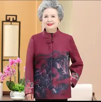 825-民族风厚款福态风中老年女装大花常规常规袖短款