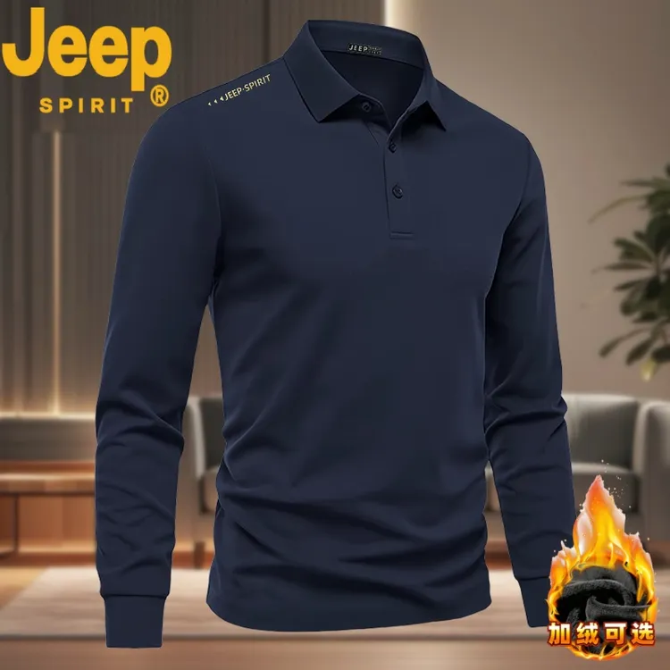 JEEPSPIRIT男装秋冬加绒加厚polo衫运动翻领男装冬季款2025新款