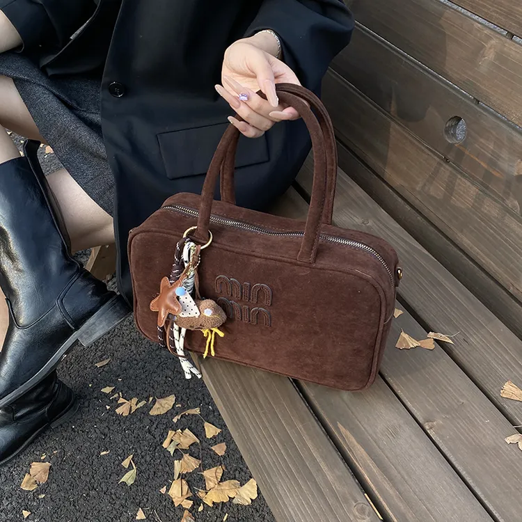 复古磨砂斜挎包大容量手提包欧美2025秋季洋气保龄球包单肩斜挎包