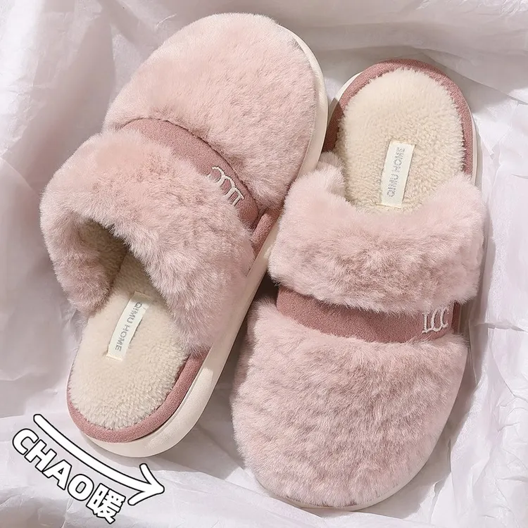 意大利防滑毛毛绒棉拖鞋女士冬季2025新款室内家居加绒加厚底女式