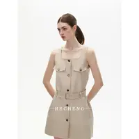 【禾呈】高级感工装风背心连衣裙2025显瘦气质无袖衬衫裙10243