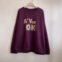 时尚休闲紫色印花圆领卫衣女宽松显瘦个性百搭长袖上衣YX104976