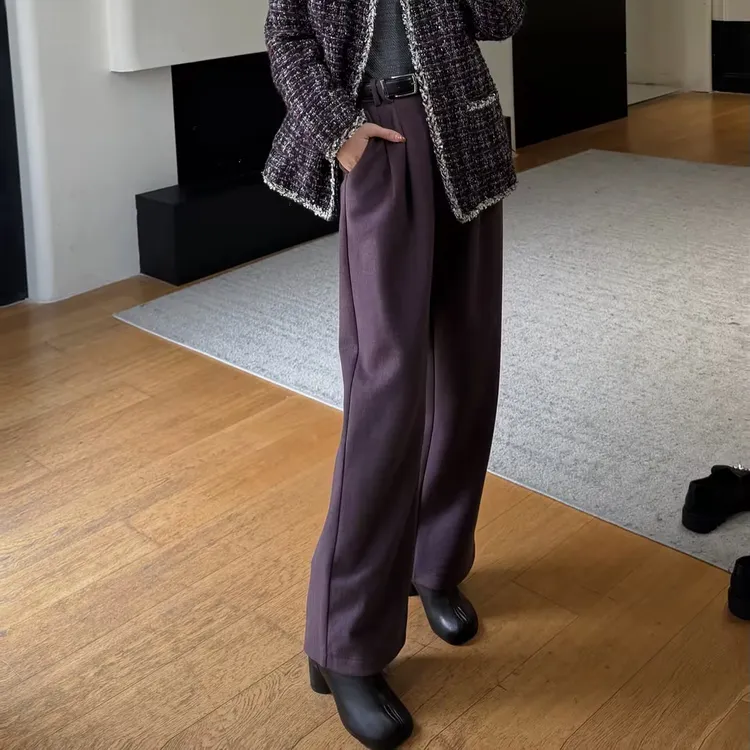 HELA AOMI“苏力裤” 醋纤羊驼绒轻柔软糯直筒休闲裤CY5CB61611
