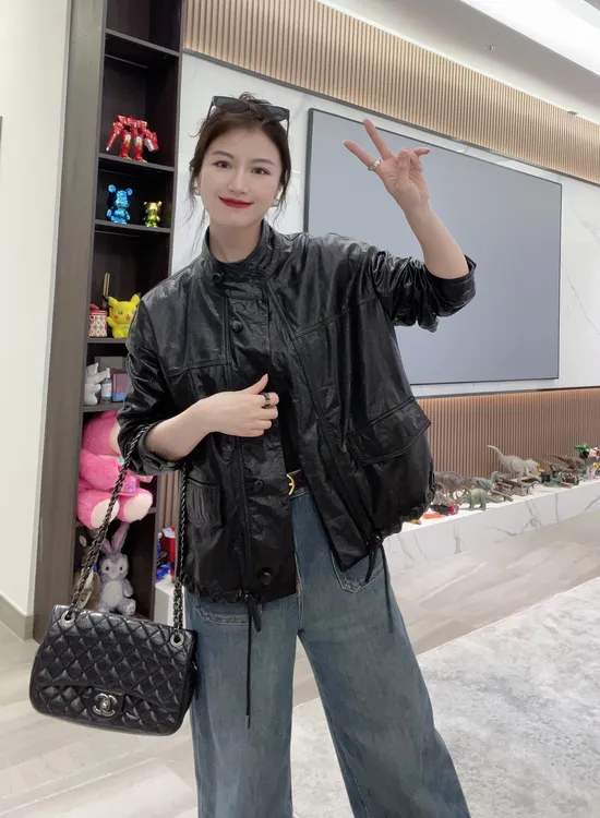 2025春秋真皮常规纯色气质减龄百搭显瘦短款通勤时尚外套-8833