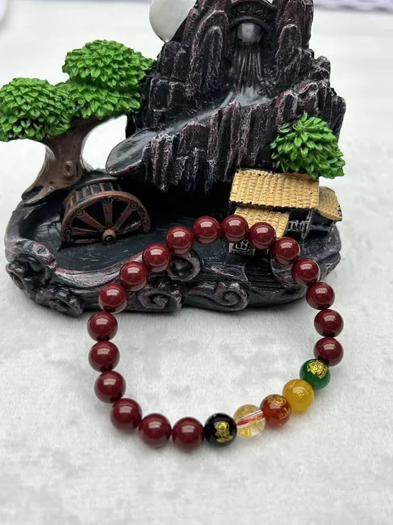 含辰砂工艺品朱砂高含量紫金砂五路财神男女款含辰砂工艺品