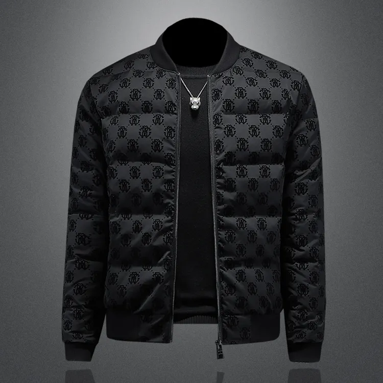 白鸭绒印花羽绒服男装外套加厚潮流男士冬季新款欧洲站保暖羽绒服