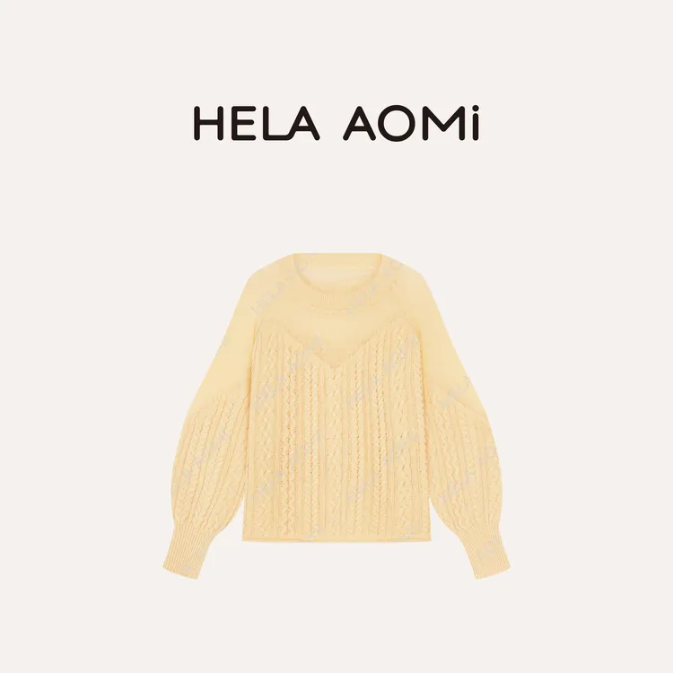 HELA AOMI “纸片麻花”甜美减龄圆领毛衣设计感针织衫CY5CC33426