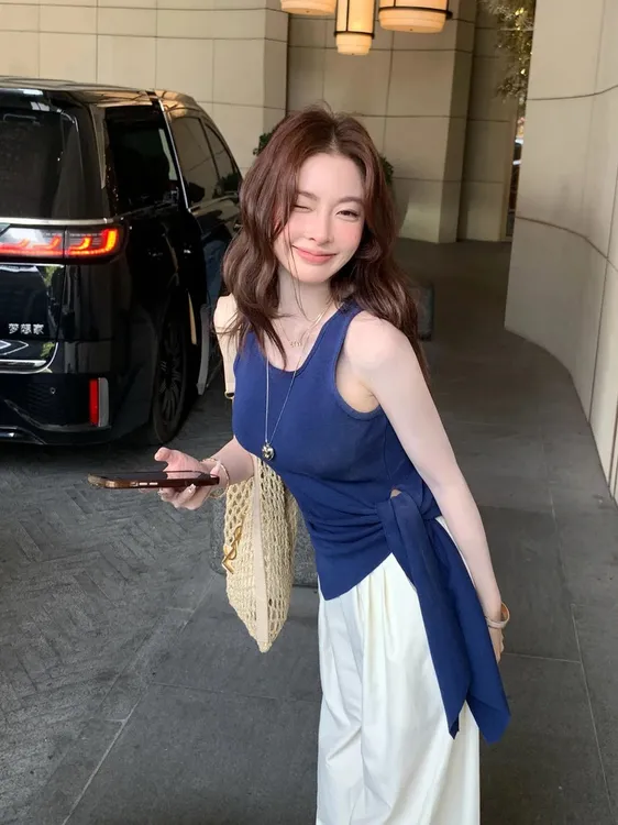 法式绝美漂亮小吊带背心女士内搭绑带修身设计感夏季外穿无袖上衣