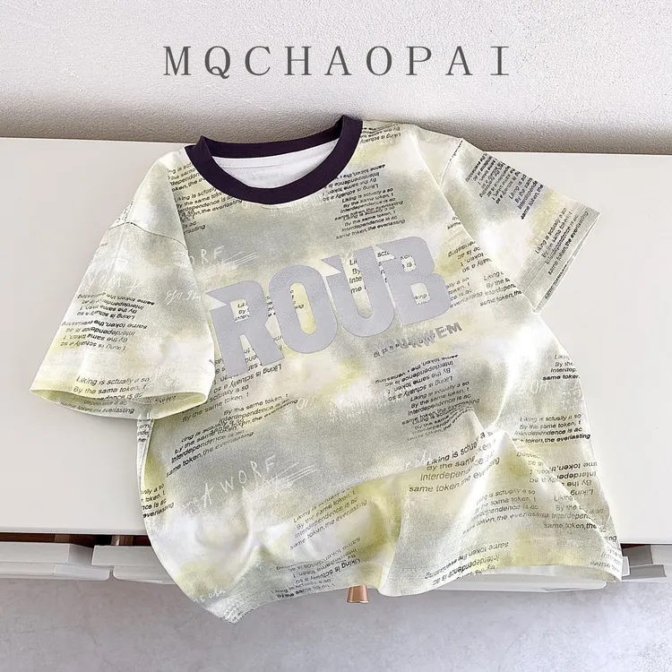 ML25105儿童男童夏款T恤2025新款中大童薄款短袖时尚渐变帅气