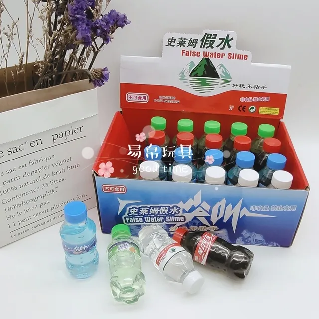 新款呵口可乐史莱姆假水透明好玩不粘手仿真饮料瓶水晶泥儿童玩具