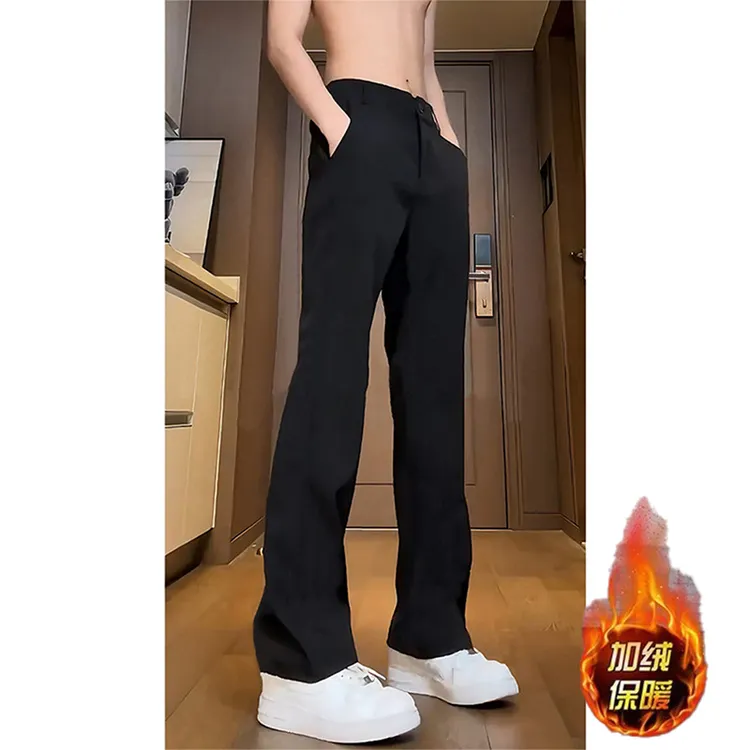 新品马吉拉直筒弯刀微喇西裤男百搭休闲风男长裤显瘦弯刀黑西裤