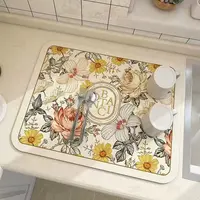 复古花卉厨房沥水垫吧台隔热垫餐具吸水防滑垫
