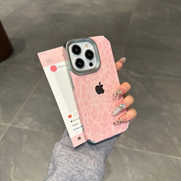 电镀豹纹防摔镜头适用苹果16手机壳苹果15新款iphone14pro/13软壳