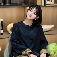 6908圆领薄款女常规长袖中国风短外套印花提花时尚宽松