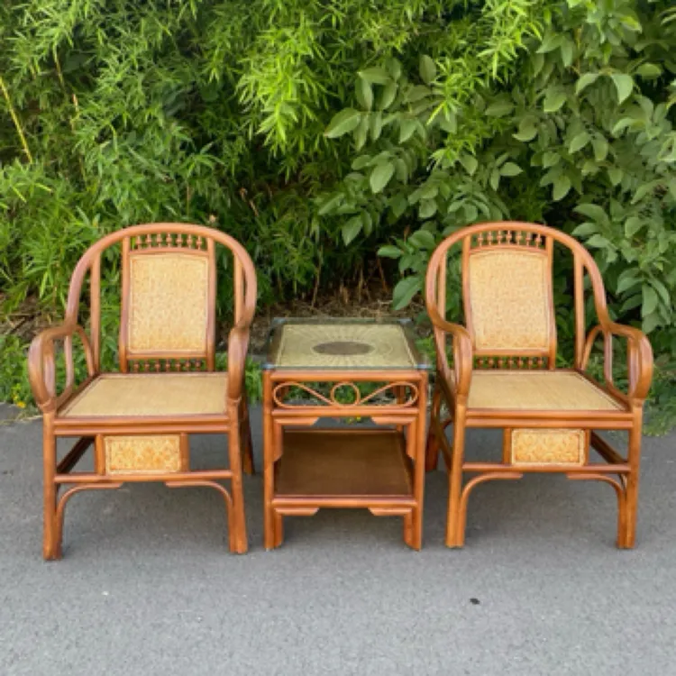 【春和景明家居】花席靠背椅藤椅套装组合休闲椅阳台椅藤椅三件套