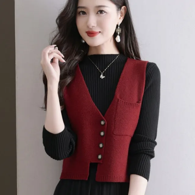 针织毛线女士马甲背心2025新款绵羊毛叠穿坎肩外搭小个子马夹春秋