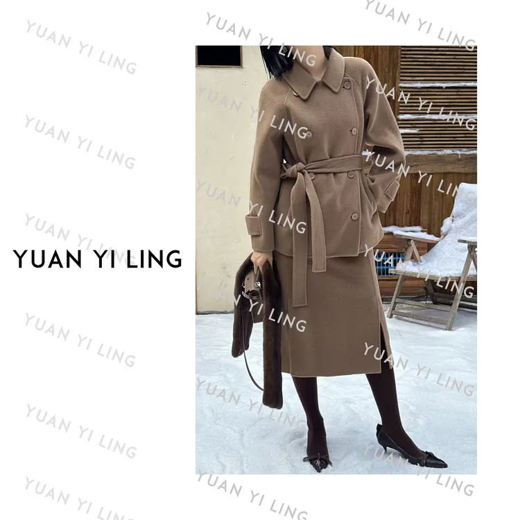 袁艺灵【M家奢品】秋冬羊绒M家翻领双排扣显瘦气质外套