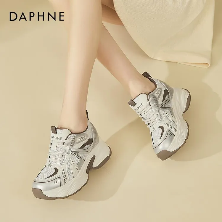 达芙妮厚底老爹鞋休闲女鞋小个子增高2025新款春季内增高运动鞋女