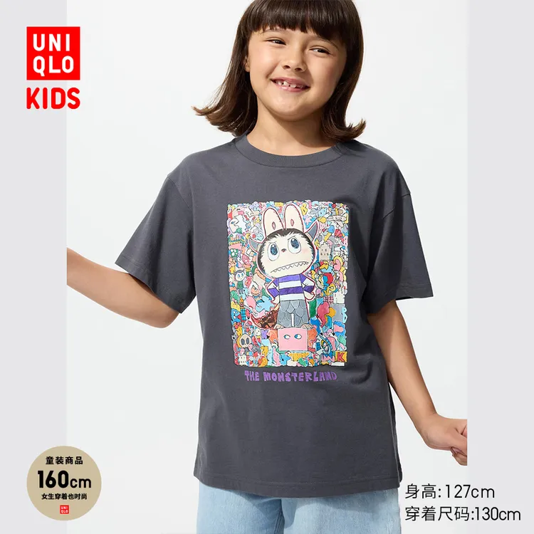 优衣库童装女童亲子UT泡泡玛特印花短袖T恤POP MART 483629