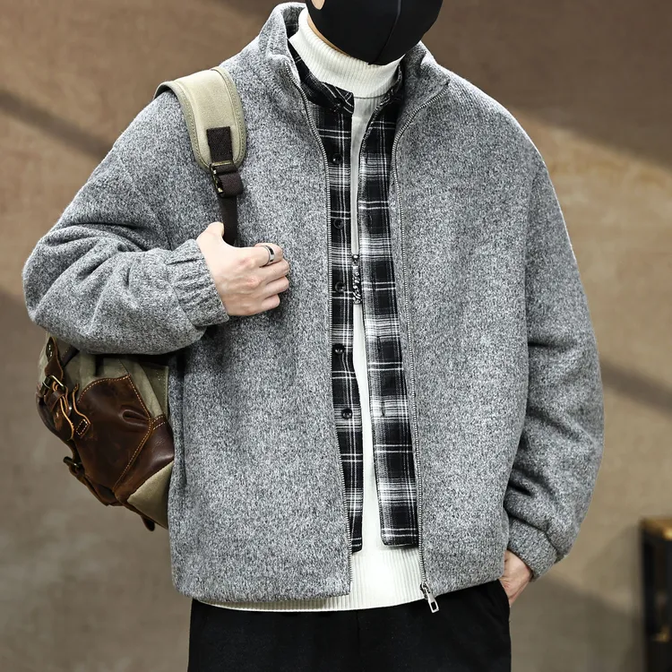 90鸭绒设计感假两件短款立领羽绒服男冬季新款潮牌防寒保暖外套男