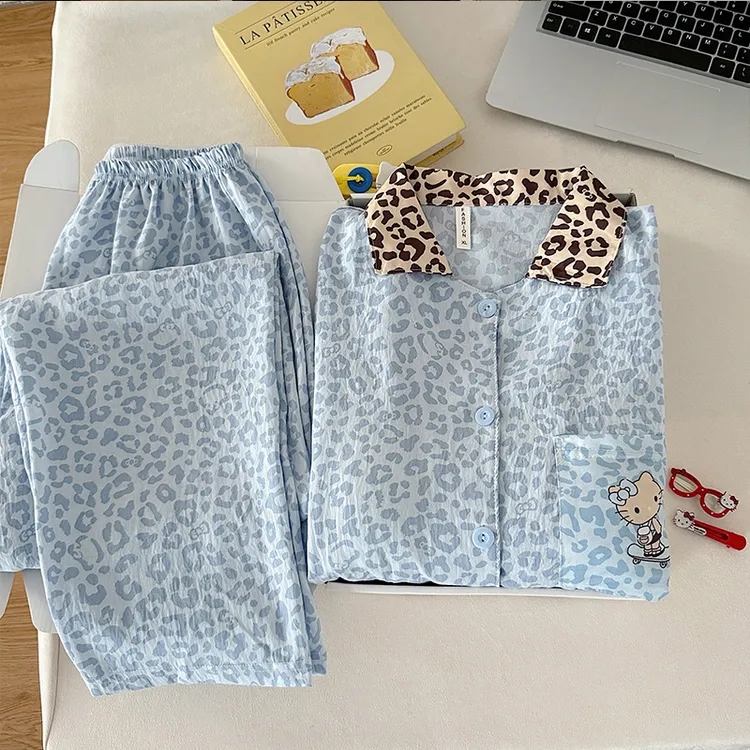 【星】可外穿长袖睡衣女春秋季ins风家居服翻领开衫套装362