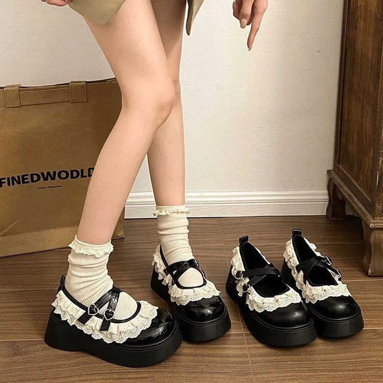 黑色复古厚底小皮鞋女士2025年新款春夏季配裙气质法式玛丽珍单鞋