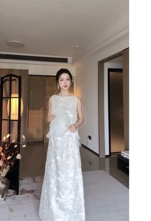 SS1205新款高级感新中式套装提花高级感国风禅意上衣半裙两件套
