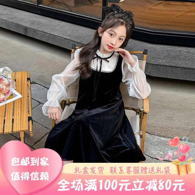 英国赫莉莲正品女童连衣裙春秋装2025新款中大儿童洋气小香风长袖