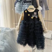 【大小卷】冬季女童时尚洋气背心纱纱裙两件套Z-8880