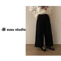 MM韩系简约波点压褶直筒宽松休闲裤显瘦高腰百搭长裤131