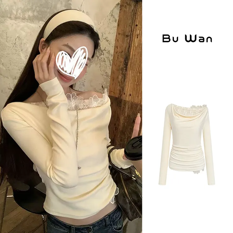 时尚气质修身长袖打底衫2025春季新款洋气显瘦百搭韩版设计感3300