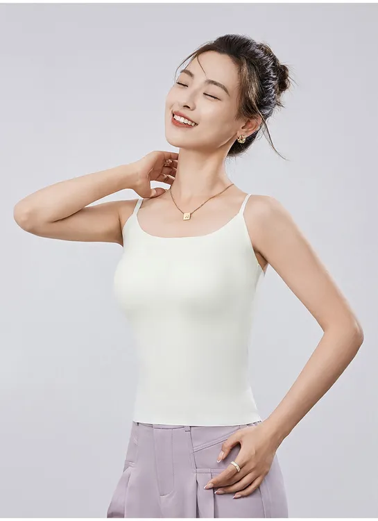 纯欲风吊带背心女外穿内搭带胸垫修身美背上衣夏