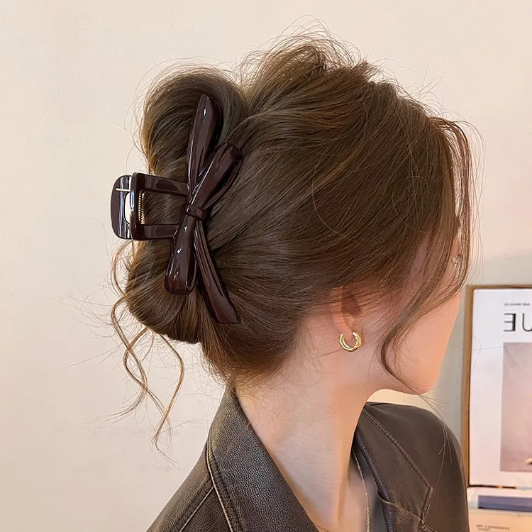 2025新款飘带蝴蝶结抓夹女精致高级感发夹子鲨鱼夹后脑勺盘发头饰
