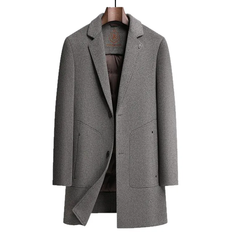 冬季羊毛大衣男款双面呢子羽绒中长款可脱卸内胆冬季加绒加厚外套