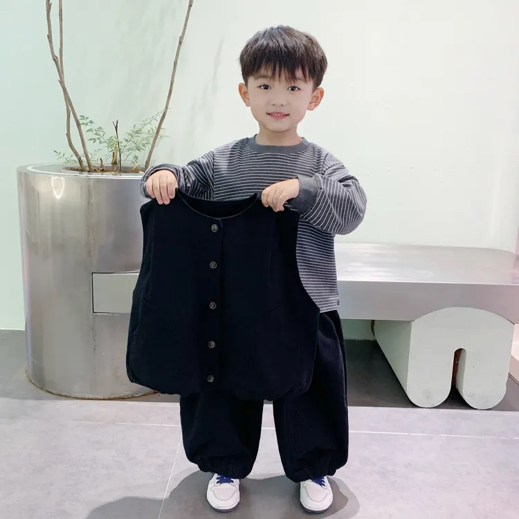 男童秋装马甲三件套2025春秋季新款洋气儿童韩版长袖衬衫潮酷套装