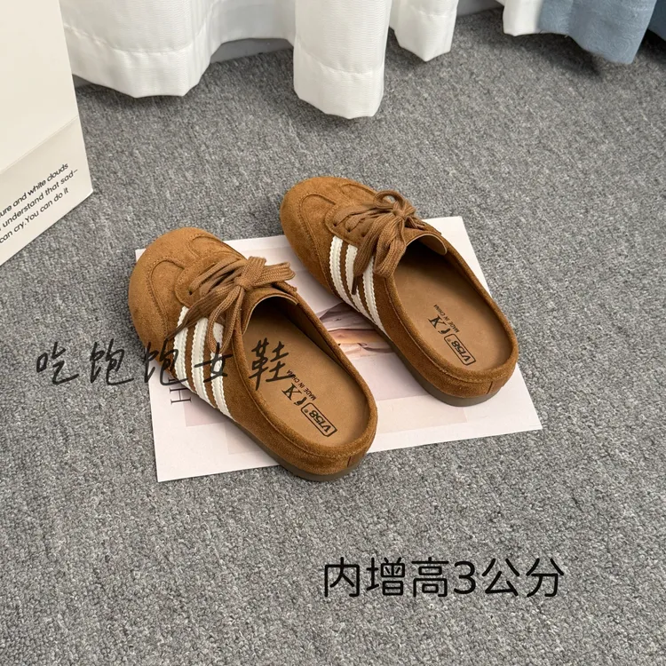 德训包头拖鞋女2025新款时尚百搭外穿拖鞋舒适懒人一脚蹬平底勃肯