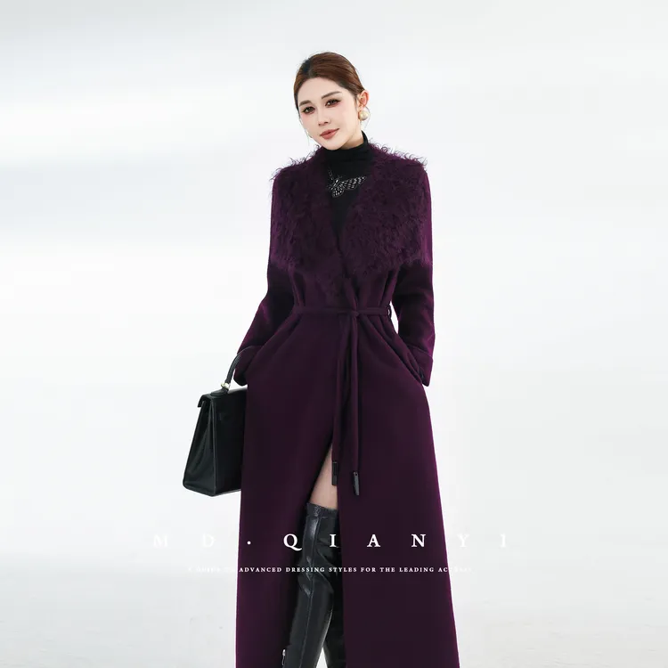 MD定制·杨千亿【潮流前线】2025冬季羊毛大衣外套系带厚款气质保暖