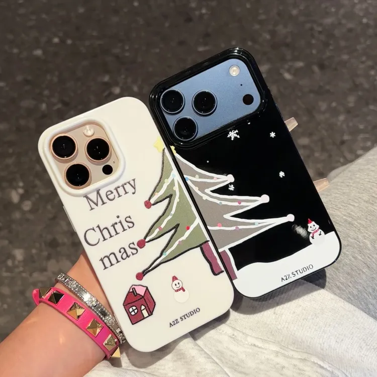闪度侠雪人圣诞树适用苹果17/16pro果冻手机壳华为P70vivoppo小米