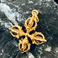 吊坠925银 小号十字杵吊坠（镀金）0507