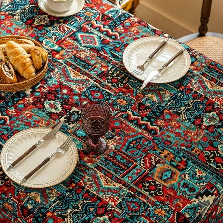 波西米亚民族风卢克斯复古提花棉麻长方形桌旗茶几电视柜装饰旗布