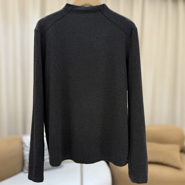 zaw大码女装立领长袖T恤显瘦内搭半高领打底衫胖mm上衣遮肉25457