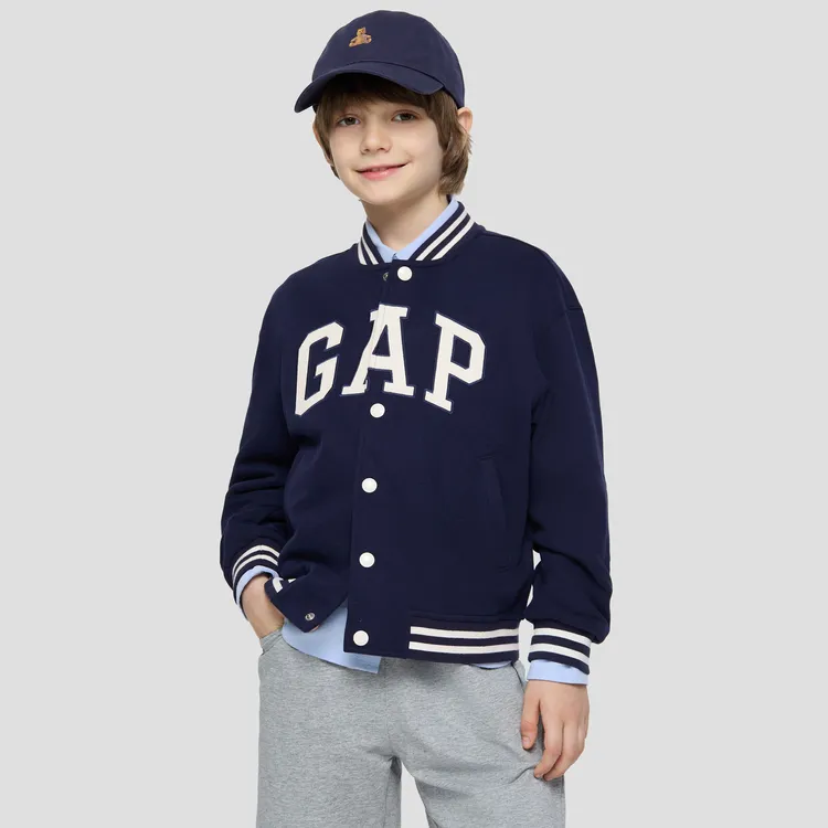 Gap男女童2025秋冬新款logo宽松学院风棒球服儿童装外套805277
