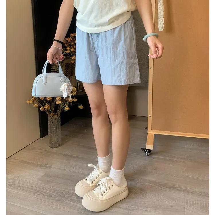 小个子圆圆1395松紧腰轻薄透气工装短裤女百搭户外运动短裤休闲女