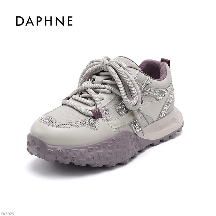 达芙妮冬季保暖系带德训鞋时尚休闲鞋潮流步鞋厚底百搭女鞋LL