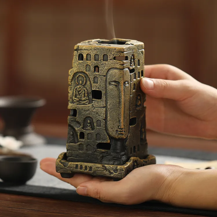 敦煌文创禅意立式香炉香插香座线香炉家用香薰炉新中式摆件檀香炉