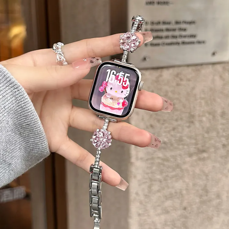 适用苹果手表s11代iwatch五叶草金属手链表带applewatch987se小米